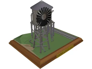 Windmill and Water Tower 3D Model