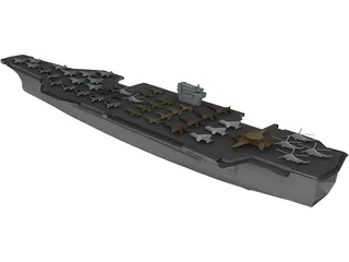 Military Ship with Airplanes 3D Model
