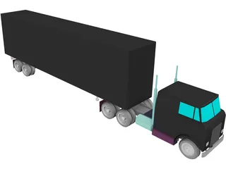 International Complete Trailer Truck 3D Model