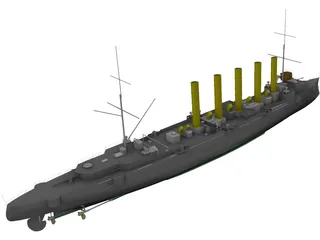 Askold Russian Cruiser (1900) 3D Model