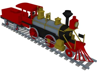 Toy Steam Locomotive with Tender 3D Model