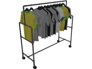 Shirts on Wardrobe 3D Model