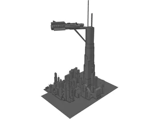 Futuristic Space City 3D Model