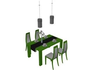 Table Set Dinner 3D Model