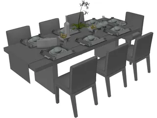 Table Dinner Contemporary 3D Model