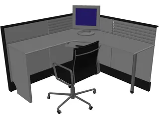 Office Cubicle 3D Model