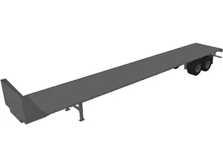 Flat Bed Trailer 3D Model