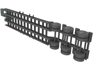 Trailer 3 Axes Flatbed 3D Model