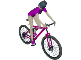 Woman on Bicycle 3D Model