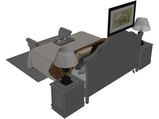 Fancy Bed King Size 3D Model