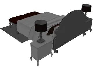 Fancy Bed King Size 3D Model