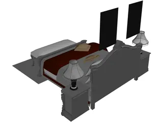 Fancy Bed King Size 3D Model