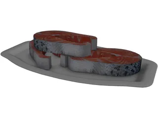 Salmon on a Plate 3D Model