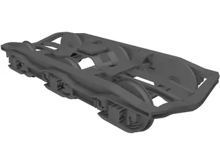 3 Axle Rail Bogie 3D Model