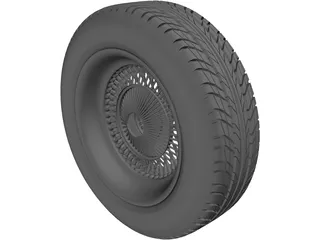 Daytona Wire Rim and Tyre 3D Model