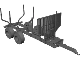 Log Trailer 3D Model