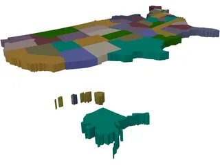 United States Map 3D Model