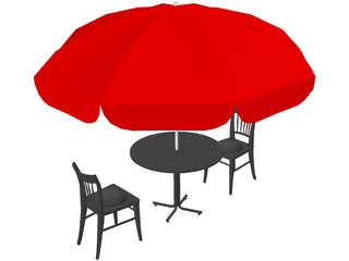 Cafe Table Set 3D Model