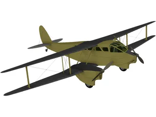 de Havilland D.H.89 Dragon Rapide 3D Model