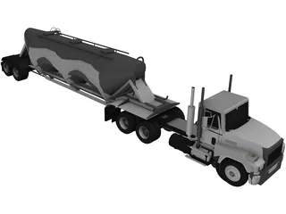 Mack with Powder Trailer 3D Model