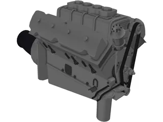 Race Block Supercharged Engine 3D Model