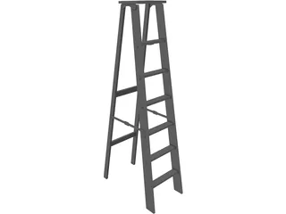 Wooden Step Ladder 3D Model