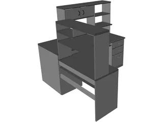 Desk Computer Wrap Around 3D Model