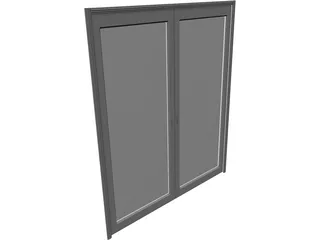 Door Double Sliding Glass 3D Model