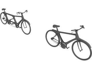 Modern Single and Tandem Bicycles 3D Model