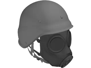 Gasmask with Helmet 3D Model