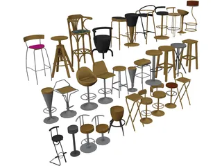 Bar Chairs Collection 3D Model