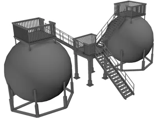 Oil Storage Tanks 3D Model