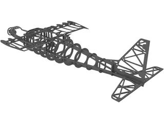 RC Glider Plane Balsa Frame 3D Model