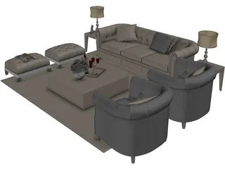 Retro Sofa 3D Model