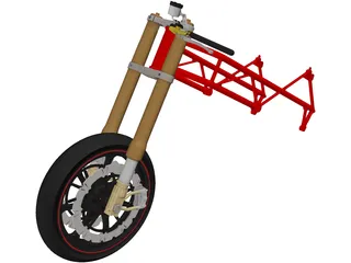 Motorcycle Frame, Wheel and Fork 3D Model