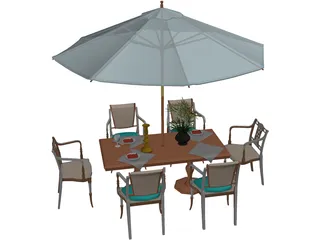 Chairs and Table Garden 3D Model