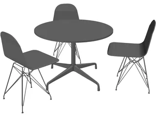 Eames Seatings and Table 3D Model