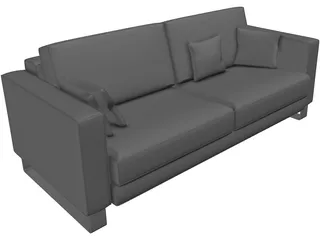 Sofa with Pillows 3D Model