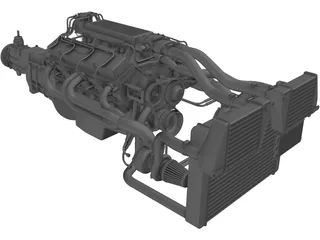 Engine GM 350 V8 Turbo 3D Model