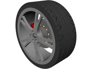 Wheel/Tire with Caliper and Rotor 3D Model