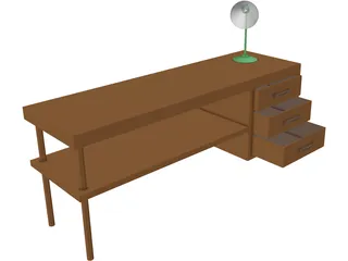 Table and Lamp 3D Model