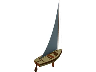 Wooden Sailboat 3D Model