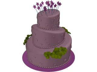 Cake Sweet 16 3D Model