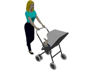 Woman [+Baby Carriage] 3D Model
