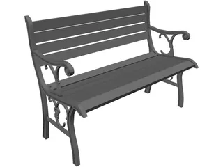 Wrought Iron Park Bench 3D Model