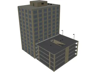 Building Mid-Rise and Parking 3D Model