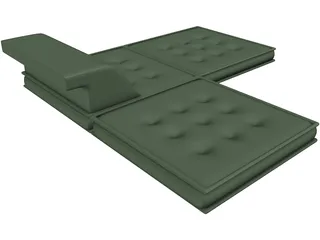 Floor Futon and Pillows 3D Model