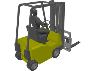 Forklift with Operator 3D Model