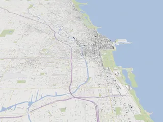 Chicago City Map 3D Model