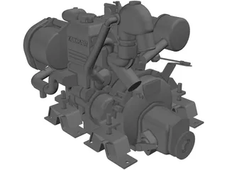 Yanmar 2cyl Engine 3D Model